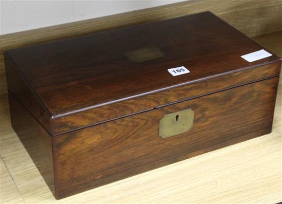 A Victorian rosewood writing slope height 16cm width 43cm